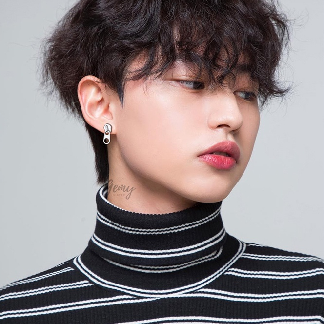 Khuyên tai nam bạc 925 nam nữ hình khoá kéo độc đáo, cá tính, unisex Zipper (1 chiếc) | GEMY SILVER KN67