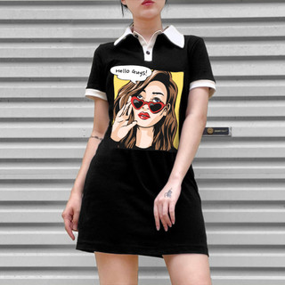 Đầm Polo Cotton Hoạ Tiết Hello Guys có big size [mã 1886]