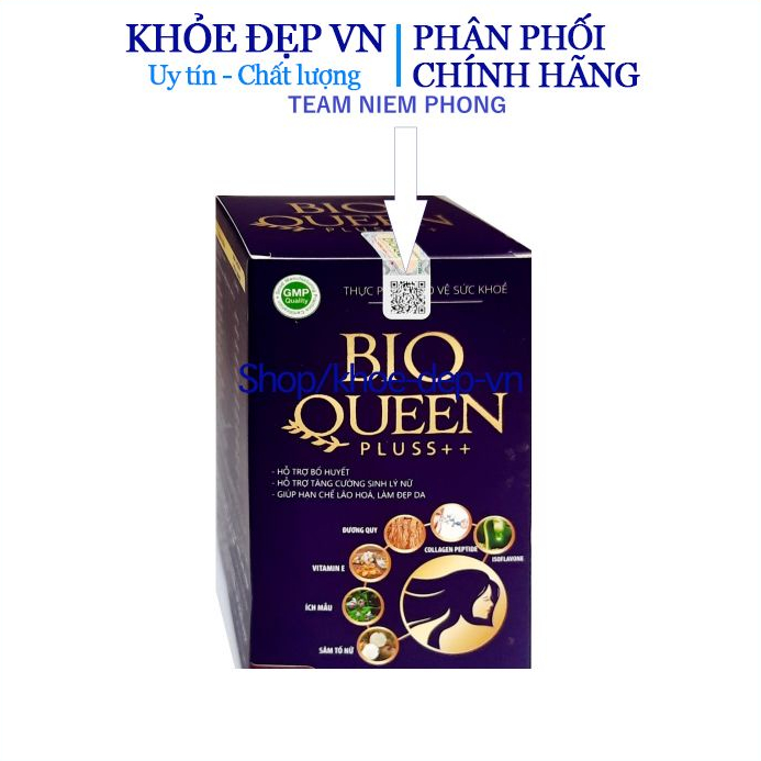 Viên uống đẹp da Sâm tố nữ Bio Queen Pluss trắng da giảm lão hóa , ngừa nám tàn nhang hộp 30 viên