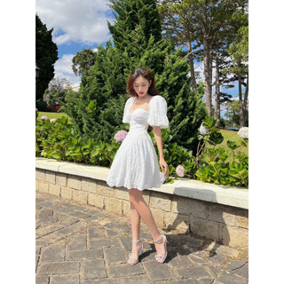 Đầm bigsize hoa nổi tay phồng hot hit ( Thời trang Vicky G - Anitagreen ) HN0123