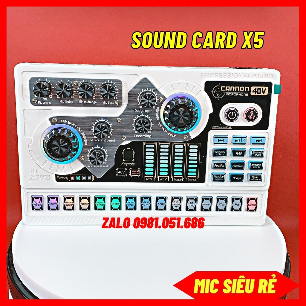 Sound Card X5 Đời Mới Nhất Dùng Cho Mic Thu Âm 5V Và 48V Không Cần Nguồn Phantom Âm Thanh Cực Hay