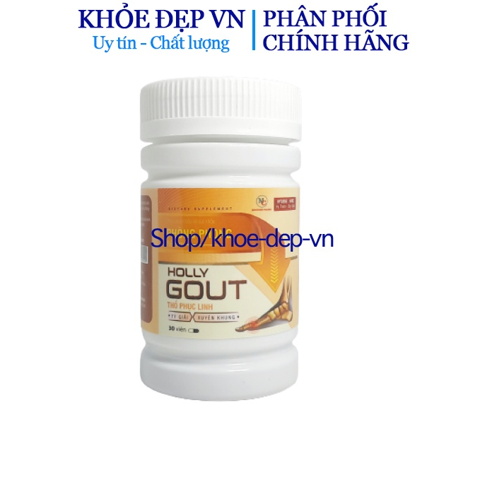 Viên uống Holly Gout giúp giảm sưng, đau nhức khớp ngón chân, bàn chân do gout - hộp 30 viên