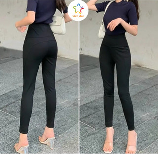 Quần legging cạp cao co giãn chất cotton dày mịn nịt eo nâng mông VIETSTAR