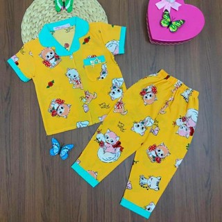 Đồ Bộ Lụa Pijama Tiểu Thư Tay Dài Bé Gái
