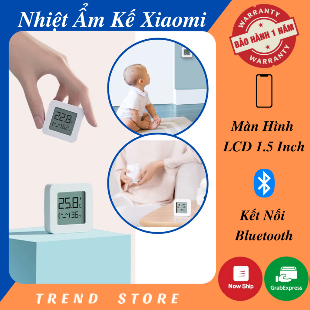 Nhiệt Ẩm Kế Điện Tử Xiaomi Mijia Gen 2 - Nhiệt Kế Ẩm, Màn Hình LCD 1.5 inch, Kết Nối Bluetooth Có Cảm Biến Nhiệt Độ Ẩm