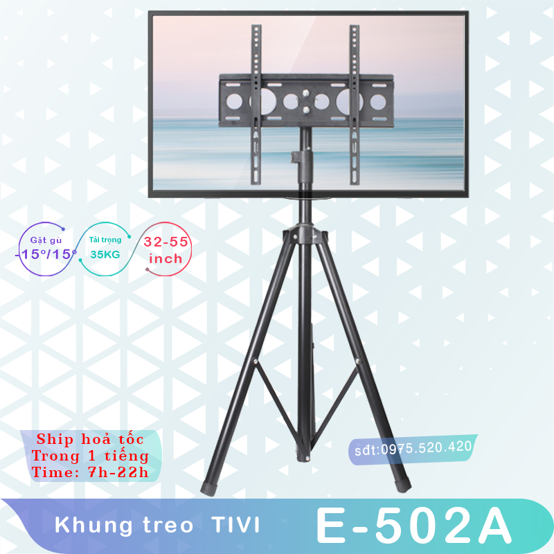E-502A -Giá Treo Tivi 3 Chân Đứng ErgoTek 32 - 55 INCH - Giá Treo Màn Hình - Chỉnh Góc Nghiêng Màn 15 Độ