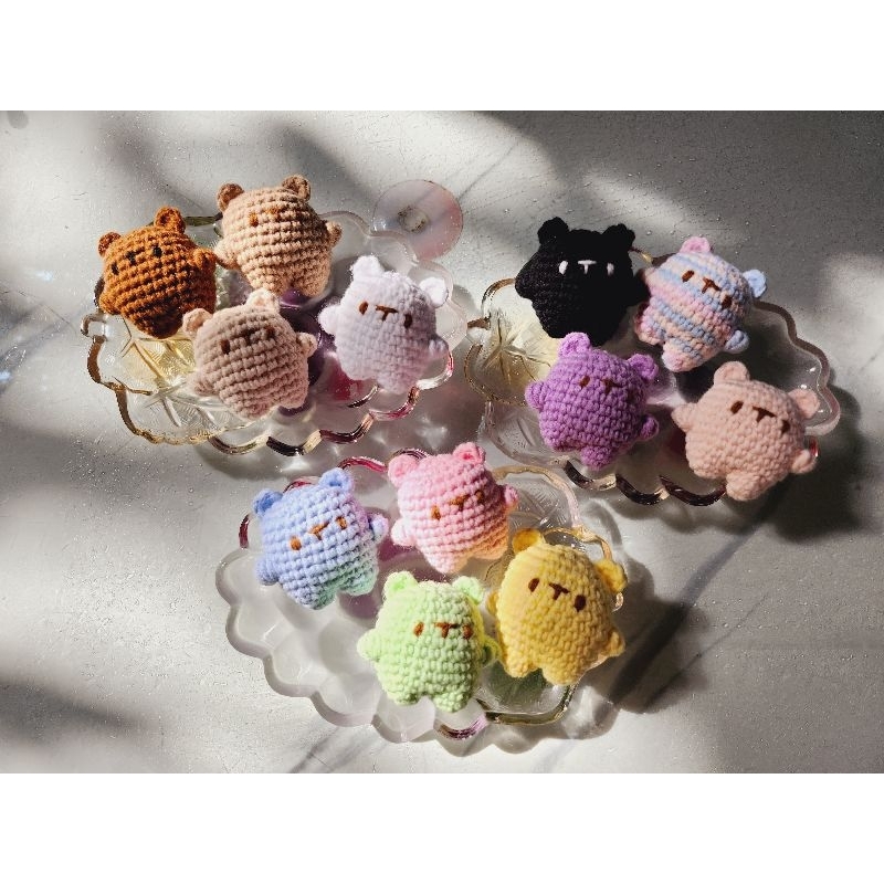 Móc khóa gấu răng móc len mini - Amigurumi tooth beary