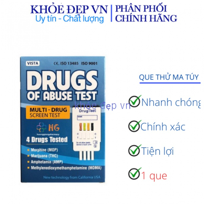 Que thử ma tuý tổng hợp 4 chân test 4 chất gây nghiện nhanh chóng, chính xác