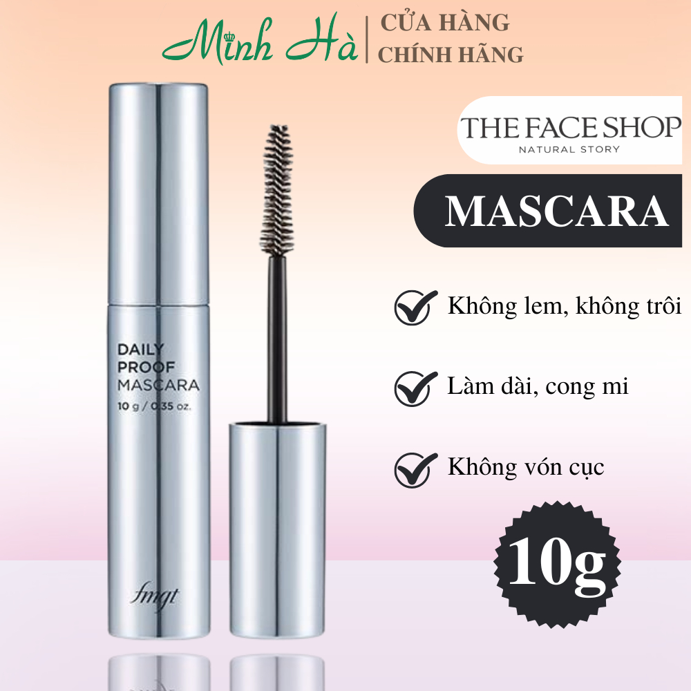 Mascara The Face Shop Daily Proof 10g không thấm nước giúp làm cong dài mi