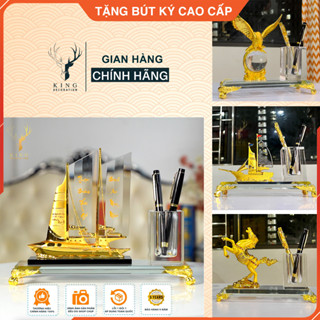 [GIÁ RẺ] Ống Cắm Bút Để Bàn, Hộp Đựng Bút Doanh Nhân Chất Liệu Đồng Mạ Vàng và Pha Lê K9 cao cấp, Ống Đựng Bút Trang Trí