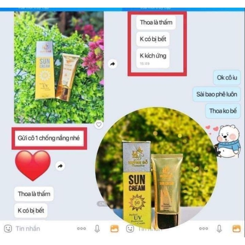 Kem Chống Nắng HĐ Huỳnh Đỗ 70g SPF 50 PA+++