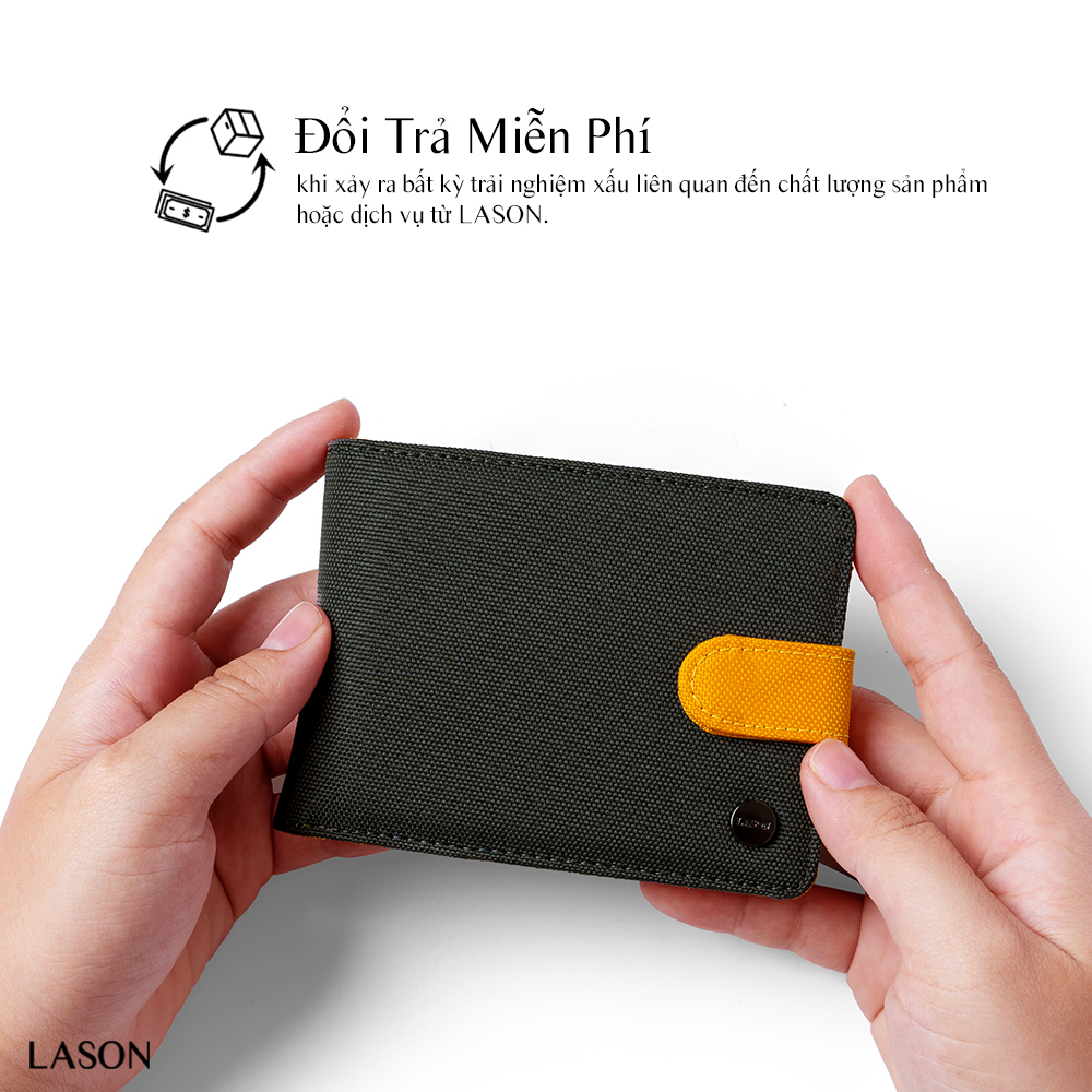 Ví Vải Đựng Tiền BUTTON NGANG Canvas Polyester Nhập Khẩu Cao Cấp Chống Thấm Nước DOLANTOxLASON Unisex Nam Chính Hãng