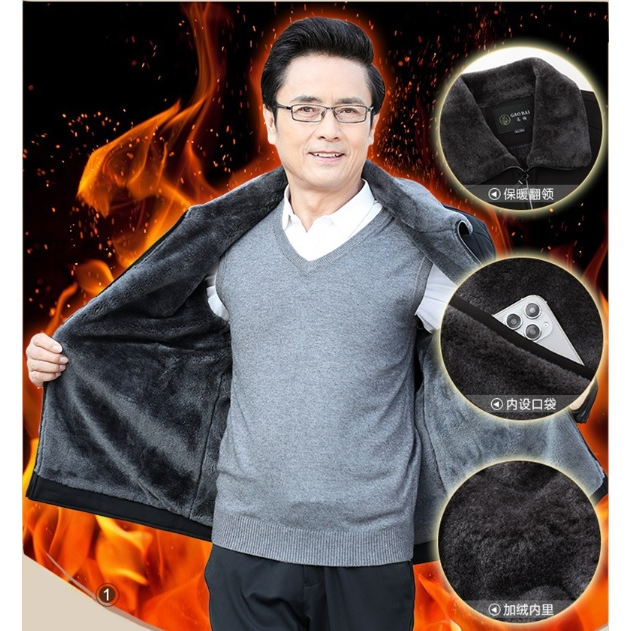 Áo khoác lót lông trung niên cao cấp tặng bố AKB01