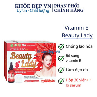 Viên uống vitamin E đỏ giúp bổ sung vitamin E, chống oxy hóa, hạn chế lão hóa da, làm đẹp da – Hộp 30 viên + 1 lọ serum