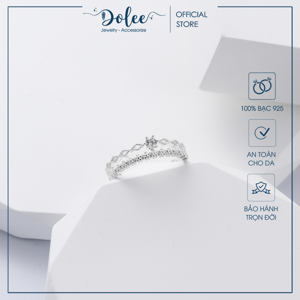 Nhẫn bạc nữ vương miện nữ hoàng trắng chất liệu bạc 925, thời trang phụ kiện trang sức nữ DoLee Silver