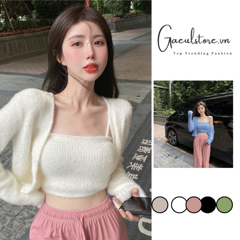 Gaeul store- set 2 món áo len lông hot hit - áo choàng kèm áo 2 dây