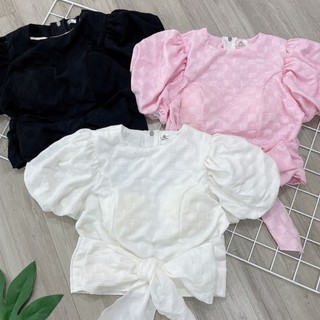 áo kiểu tay phồng nơ eo