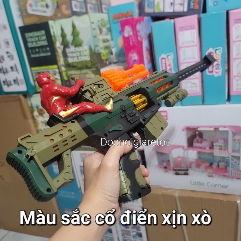 Đồ chơi Súng pin người sắt dài đèn nhạc vui nhộn đồ chơi vận động ngoài trời