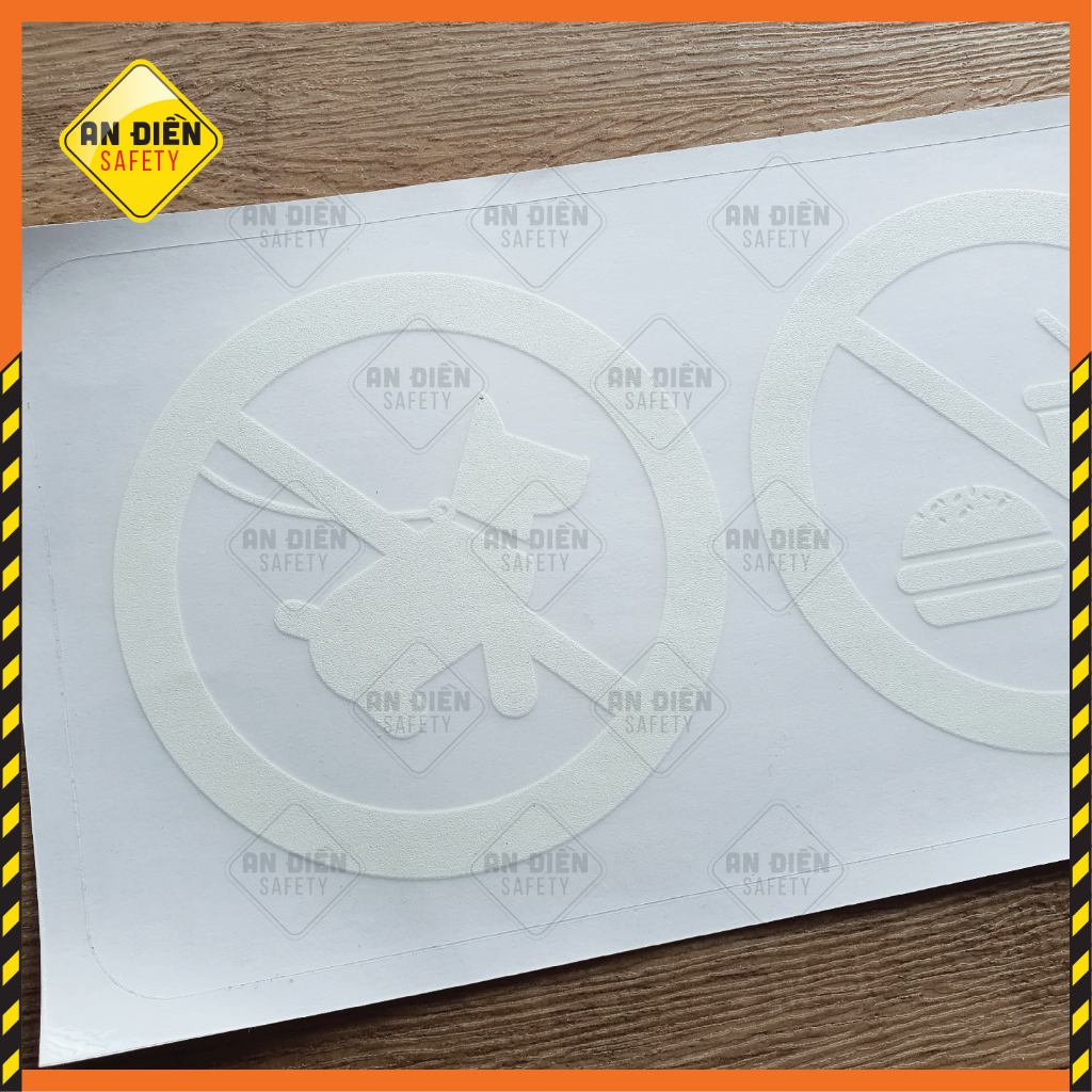 Bộ 4 Sticker bằng Decal dán Biển Báo No Smoking, Free Wifi, ...In UV màu trắng, biển báo An Điền Safety