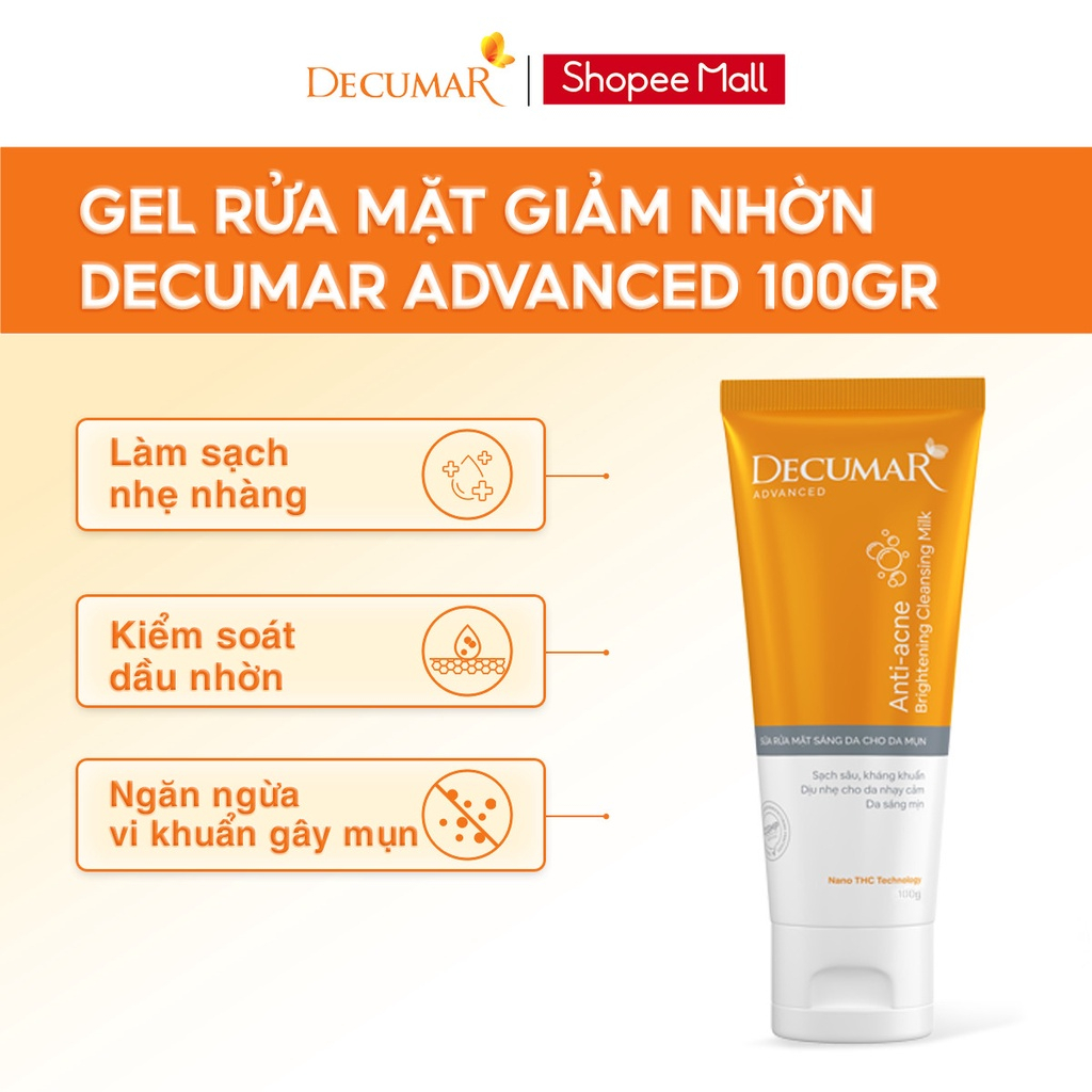 Sữa Rửa Mặt Dạng Gel Decumar Advanced Anti Acne Oil Control Cleansing Gel 100gr Kiểm Soát Nhờn Mụn