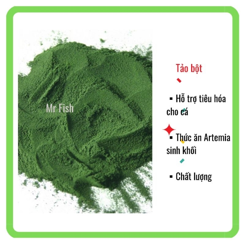 Tảo bột Spirulina 50g/100g nguyên seal - Thức ăn cá tép cảnh - Thức ăn nuôi Artemia sinh khối - Nuôi cá bột, bobo