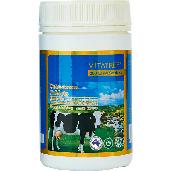 Viên Nhai Sữa Bò Non Tăng Cường Miễn Dịch - Vitatree Colostrum Tablets Hộp 200 Viên - DATE 9/2024 - HÀNG ÚC DT.0123