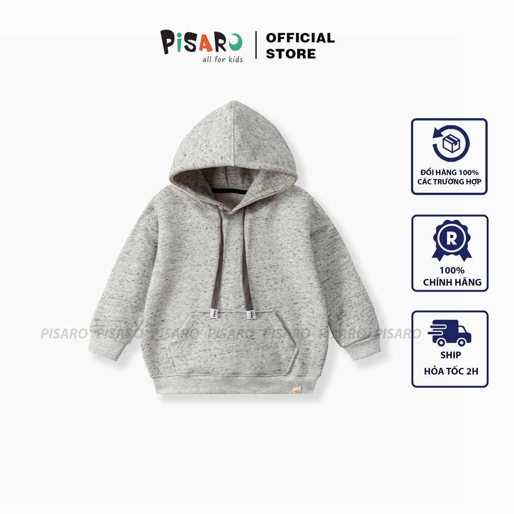 Áo khoác hoodie PISARO chất nỉ bông thu đông dài tay cho bé trai bé gái