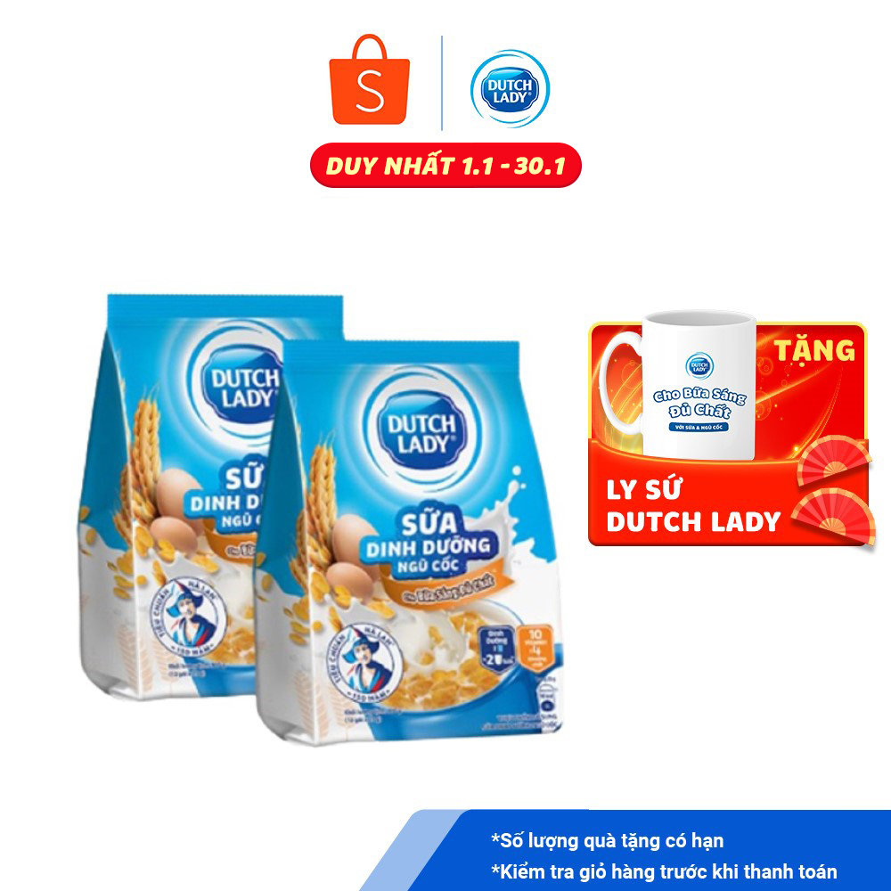 Combo 2 Túi 12 Gói Sữa Dinh Dưỡng + Ngũ Cốc Cô Gái Hà Lan (gói 300g)