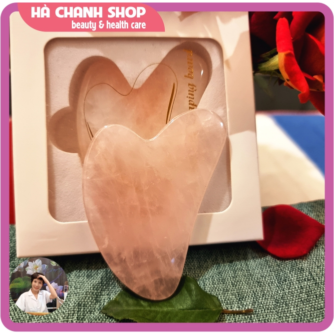 Đá Guasha Đá Massage Mặt Thạch Anh Hồng Hình Tim Mát Xa Mặt Mắt Dụng Cụ Spa Đẩy Tinh Chất Dưỡng Sinh Chăm Sóc Da