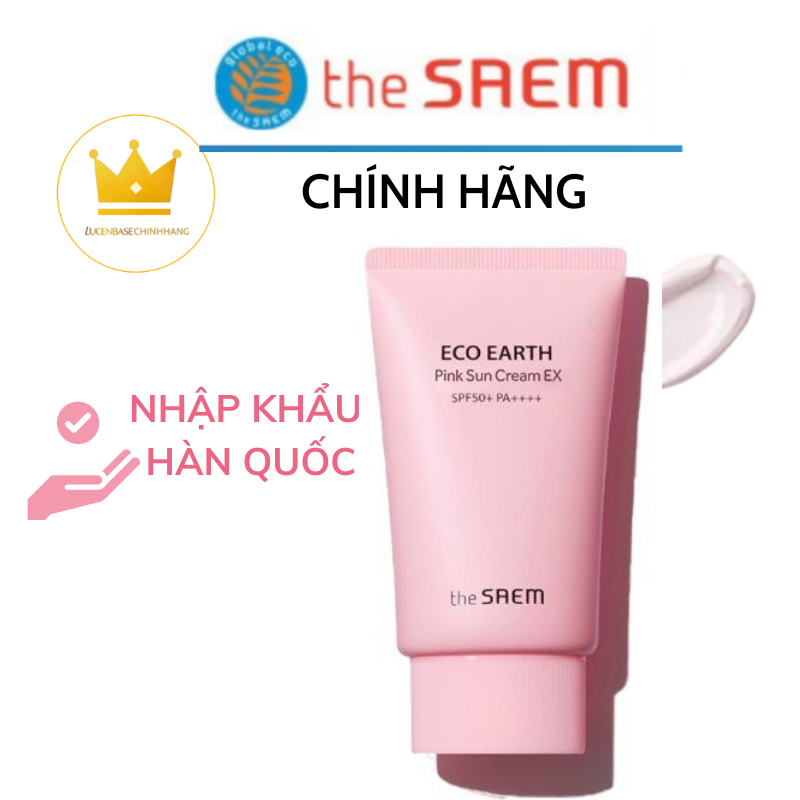 Kem Chống Nắng  the saem  Nâng Tone, Kiềm Dầu Sắc Hồng  Eco Earth Pink Sun Cream  50g