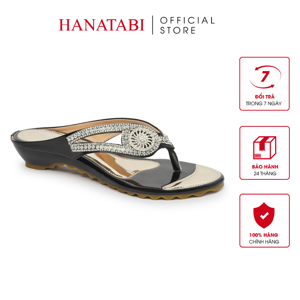 Dép Kẹp Nữ Hanatabi Đế Xuồng Cao 3cm Quai Xoàn Mã DEK3F702