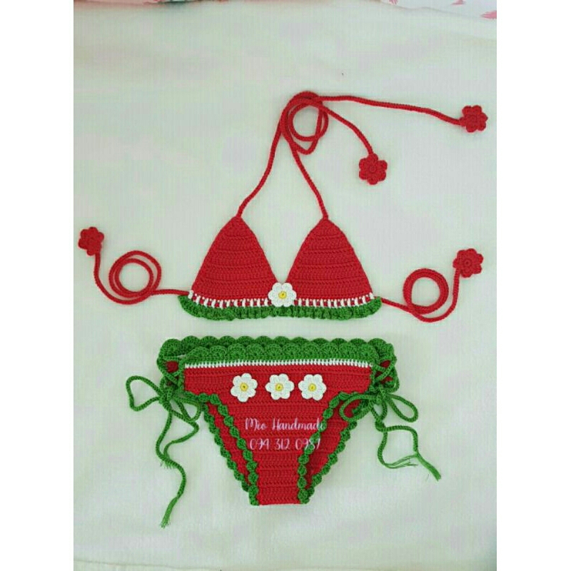 Bikini đan móc hình trái cây cho bé gái