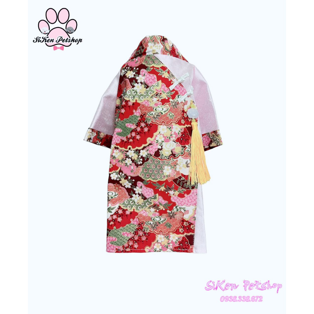 Áo TẾT họa tiết hoa anh đào cho CHÓ/MÈO