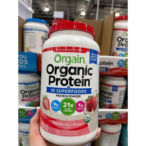 Bột đạm Bột Protein thực vật hữu cơ Orgain Organic Protein vị dâu1220g.