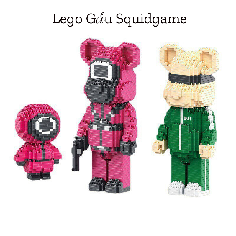 Đồ chơi Lắp ráp Lego gấu Squid game, Xếp hình thông minh, Mô hình Bearbrick