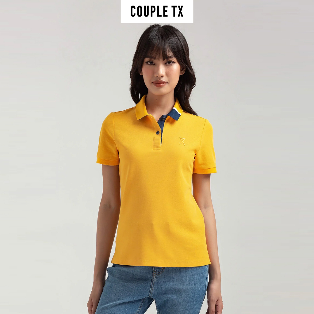 Áo Polo Nữ Couple TX Pique Regular Fit Phối Trụ Bo Kiểu WPO 2023