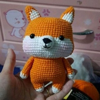 Gấu bông móc len chó shiba size 15- 20cm