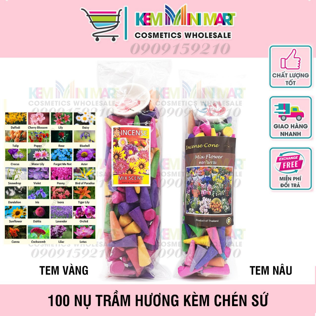 Trầm Hương Thái Lan đủ mùi 100 viên/gói