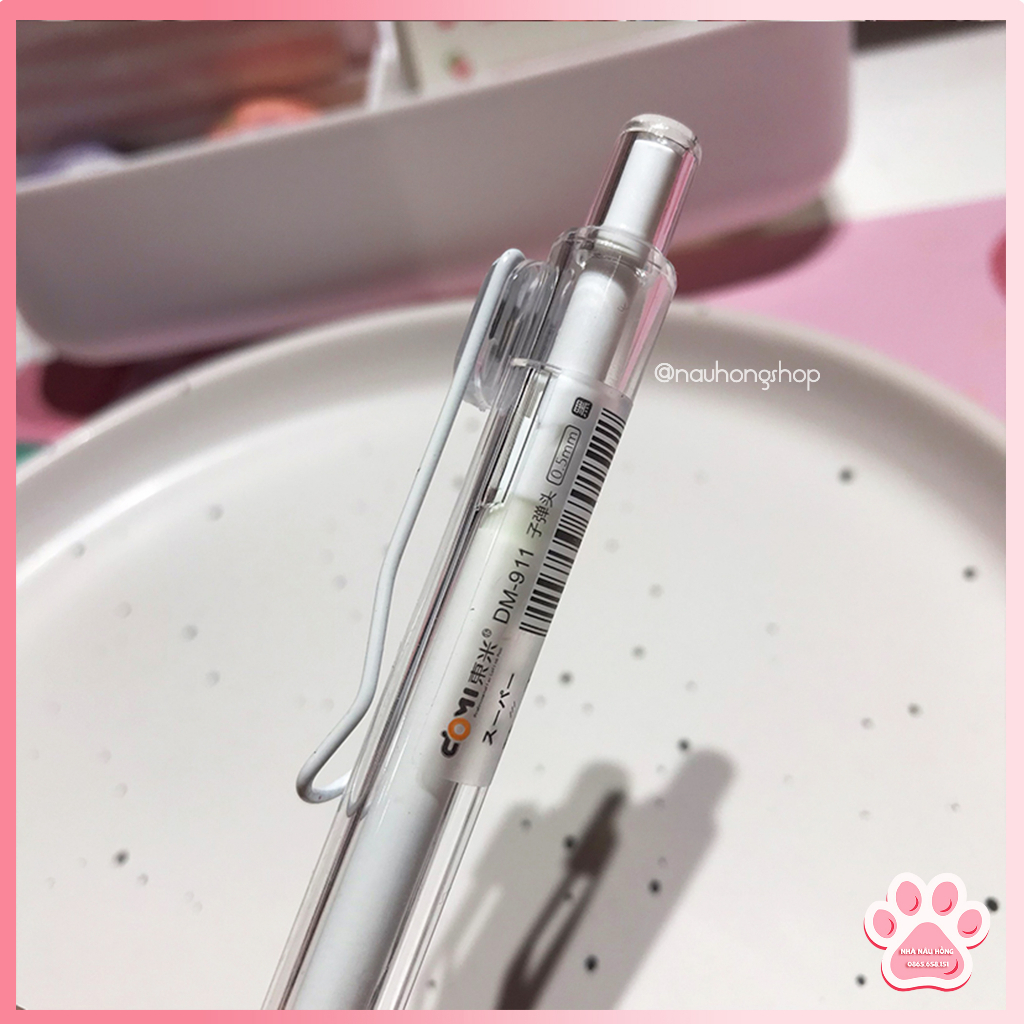 Bút Gel bấm DOMI mực đen ngòi 0.5mm phiên bản basic DM911 cao cấp, khô nhanh