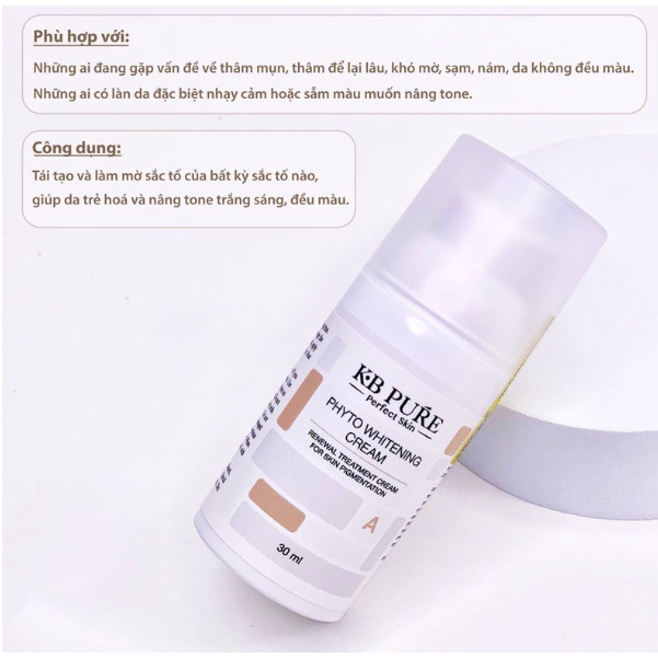 Kem dưỡng KB Pure Phyto Whitening Cream tái tạo làm trắng da 30ML