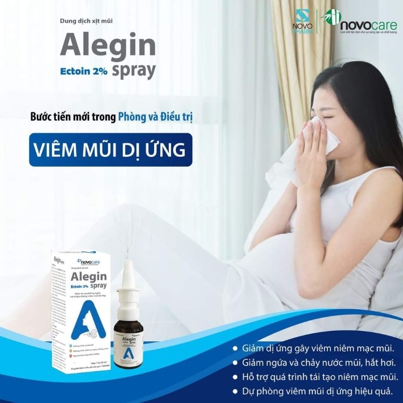 Xịt mũi Alegin Spray chứa Ectoin 2% an toàn cho trẻ sơ sinh và phụ nữ có thai