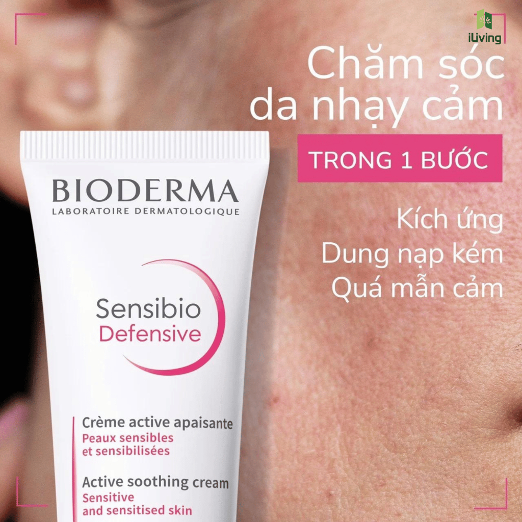 Kem dưỡng ẩm và làm dịu da, dành cho da nhạy cảm Bioderma Sensibio Defensive 40ml và 5ml ILIVING-BIOKDH