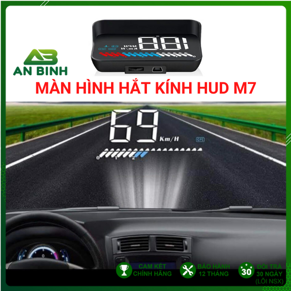Màn Hình Hắt Kính HUD M7, Hiển Thị Tốc Độ Và Cảnh Báo Tốc Độ Ô Tô, Xe Hơi Cắm Cổng OBD2 + USB GPS