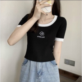 Áo Len Cộc Tay Thêu Hoa_Xưởng May Quang Anh