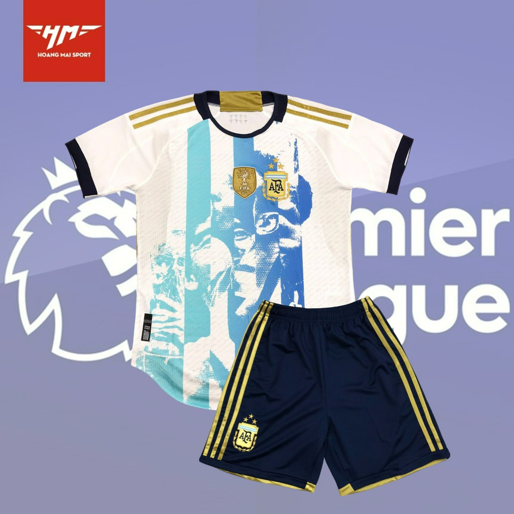 Bộ quần áo đá bóng ĐT Argentina hình 3D phiên bản mới