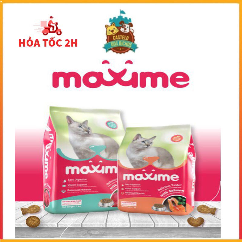 Thức ăn cho mèo Maxime hỗ trợ tiêu hoá búi lông cho mọi lứa tuổi có nhiều vị - Thức ăn hạt khô cho mèo