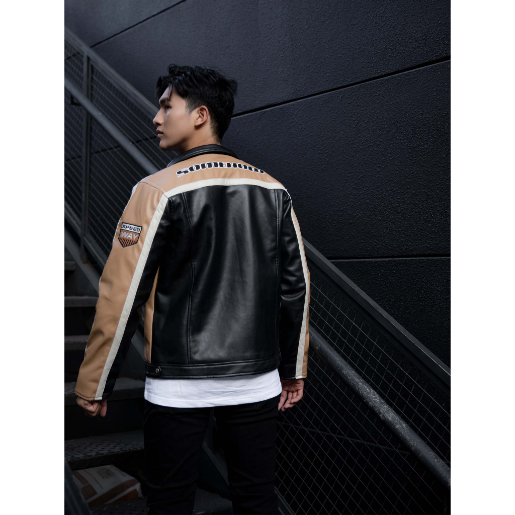 Áo Khoác Nam Leather Biker Premium, Chất Da PU Thoải Mái, AK0022, SOMEHOW