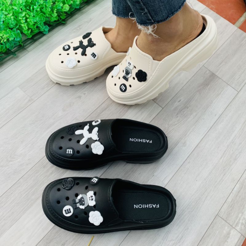 Dép Nữ ,Dép Sục Đế cao 6 cm gắn kèm sticker