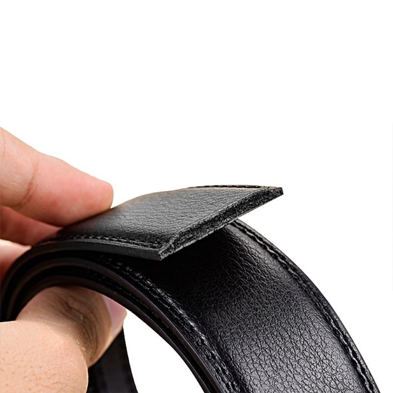 Thắt lưng nam da bò 3 lớp TLDBTM08,Dây Da thay thế thắt bản 3.5cm không mặt khóa dùng cho đầu khóa tự động có răng nhựa