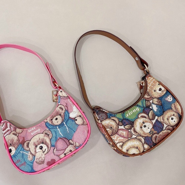 Túi Kẹp Nách Mini Khóa kéo hình gấu cute  Túi Cầm Tay Nữ (Ảnh Thật) DUYÊN CƯỜNG